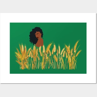 Afro woman behind the spike grains. Posters and Art